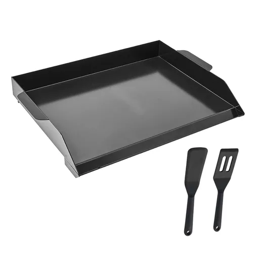 Carbon Steel Griddle, 22x16 inch Universal Flat Top Rectangular Plate, Gas Grill Griddle for BBQ Grill, Teppanyaki, Portable Family Cookware, for Camping Tailgating Party, Black