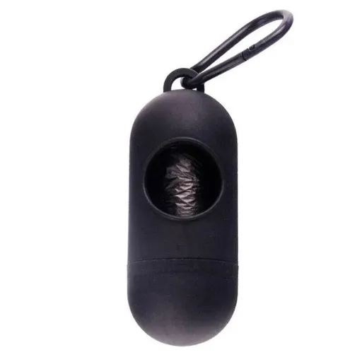 Portable Dog Waste Bag Dispenser with Refill Rolls for Pet Walking Cleanup - Black