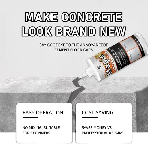 Magic Crack Filler – Fast-Drying, Weather-Resistant Concrete Repair for Driveways, Walkways, Patios, Foundations, Garages, Steps, and Pool Decks - Silver - Size 500g