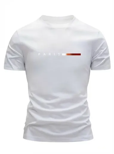 Men'S T-Shirt Lightweight T-Shirt Crew Neck T-Shirt Quick Dry T-Shirt Paris - White - Size S