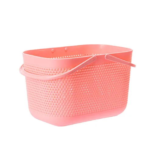 Portable Shower Tote Plastic Storage Basket with Handle Box Organizer Bin for Bathroom, Pantry, Kitchen, College Dorm (11.22×7.09×7.09 inch) 11.22" x 7.09" x 7.09" Pink 1