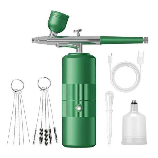 Portable Wireless Nail Airbrush Kit Versatile for Nail Art Painting Makeup Model Making Green