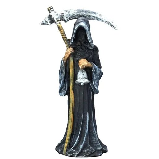 Death Statue Standing Grim Reaper Statue Resin Religious Decorative Figurine Altar Sculpture Desktop Ornament (Black, One Size)