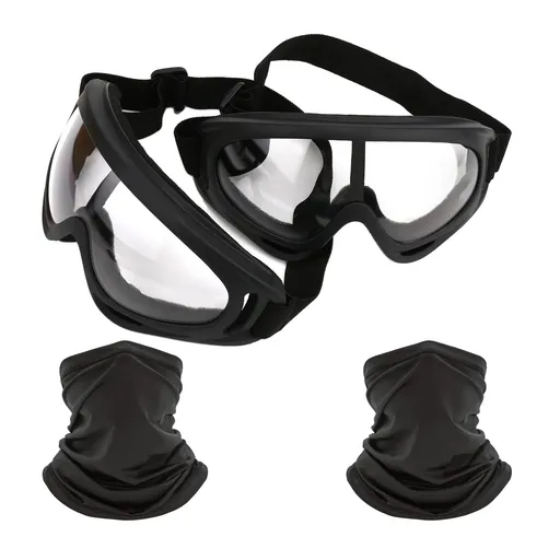 2pc Dirt Bike Anti- Adjustable Riding Offroad Protective Combat Tactical Military Goggles for Men Women Kids Youth Adult