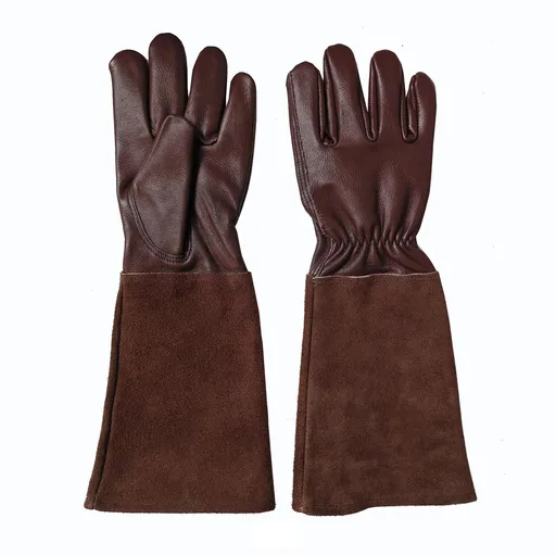 40cm Cowhide Gardening Gloves, Brown, Size S