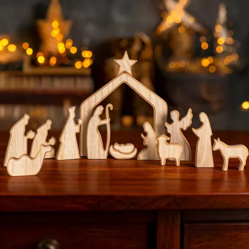 Easter Resurrection Scene Set Mini Wooden Figurine Ornament – Artistic Hill & Empty Tomb Creative Tabletop Decoration