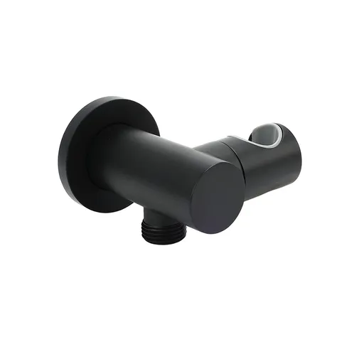 Matt Black Brass Hand Shower Bracket Swivel Holder Wall Elbow Connector Water Inlet Kit