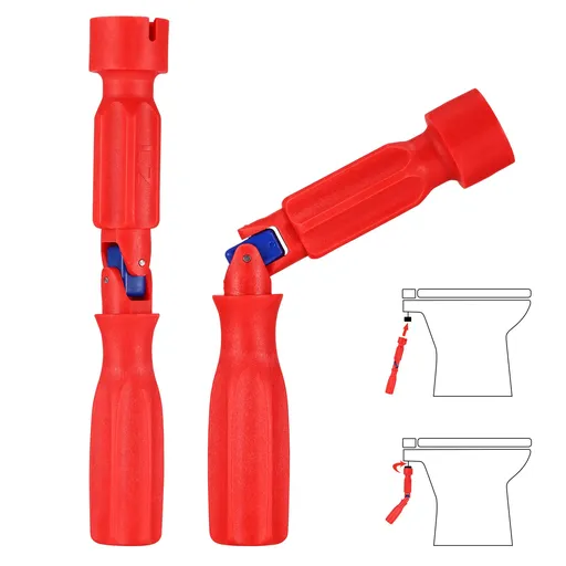 Universal Toilet Seat Installation Wrench – 10/13/17mm Adjustable Bathroom Repair Tool with Rotating Joint, Non-Slip Handle, Compact Design (Red)