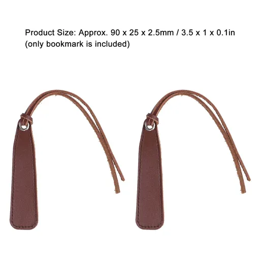 2 Pcs Leather Bookmark Hand-Made Retro Page Mark Meaningful Book Mark with Tassel for Bookworms Writers Friends (Brown)