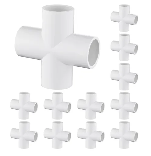 12 Pack 3/4" Cross PVC Fitting Connector, 4-Way Cross Furniture Grade Elbow Fittings for DIY PVC Shelf Building Furniture Garden