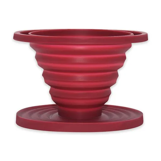 Food-Grade Silicone Foldable Coffee Dripper – Portable Outdoor Pour-Over Filter – Red
