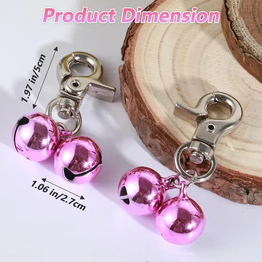 2 PCS Pet Bells for Collar Small Bell for Dog Cat Collar Bells Only Loud Training Pendant Accessories Stainless Steel Collars Charm with Heavy Duty Snap Clips for Dogs Kitty Puppy Pet (Purple)