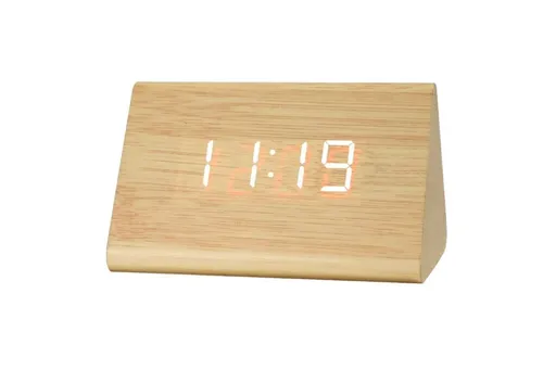 Wooden Digital Alarm Clocks for Bedrooms Electric Desk Clock with Large Numbers - Natural