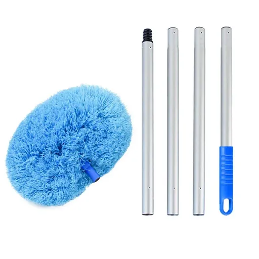 Extendable and Assembled Ceiling Duster Round Brush Dust Sweeper Cleaning Tool - Blue