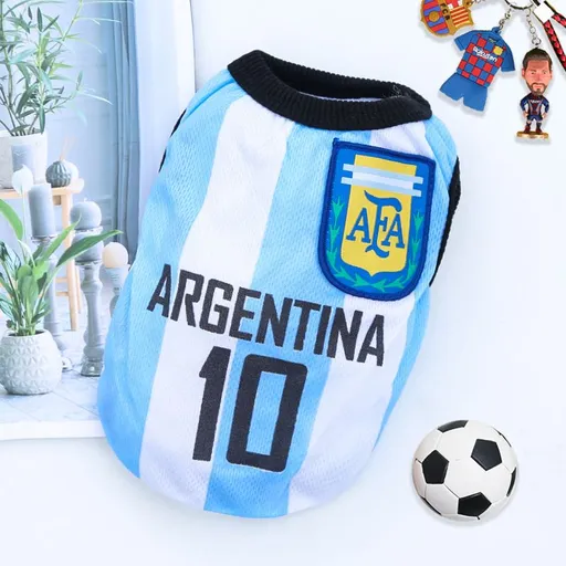 Norway Soccer Jersey Vest Pet Dog Cat White Blue No. 10 Argentina 4XL (Chest 80cm, for pets approx. 19-25kg)