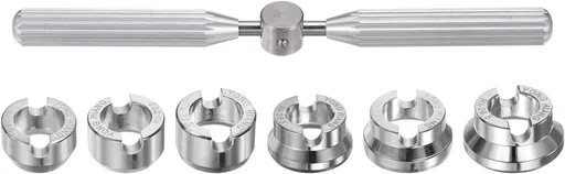 5537 Watch Case Opener Dies Set, Alloy Steel Watch Back Cover Remover Repair Accessory with Wrench for Watch Repair Watchmaker, Silver