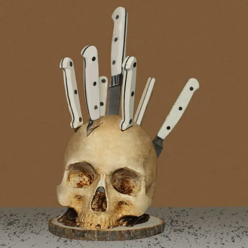 Skull Knife Holder For Kitchen Storage, Skull Decor Horror Kitchen Storage Knife Rack Kitchen Fruit Storage Rack , (Resin)