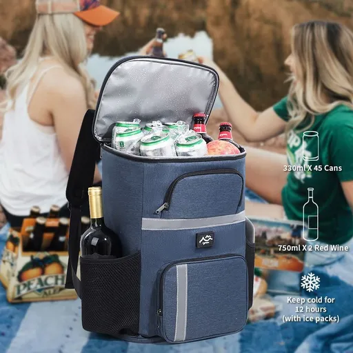 Outdoor Camping Insulated Cooler Backpack for Picnic Hiking (Navy blue)