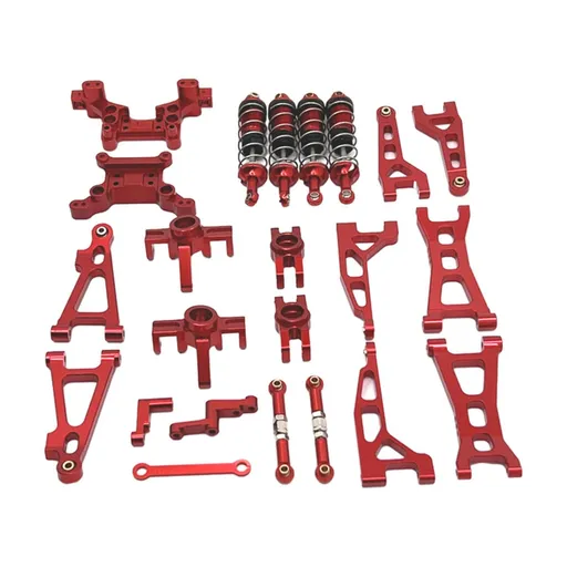 Aluminum Swing Arms & Steering Knuckle Kit & Shock Absorbers & Shock Tower Compatible with Upgrade Parts (Red)
