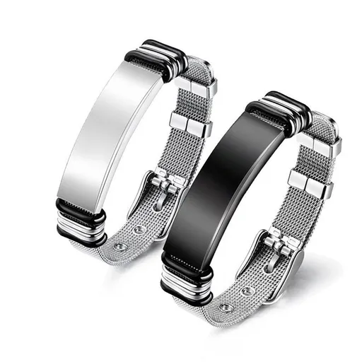 Men's Premium Bracelet Titanium Steel Adjustable Bracelet for Birthday Steel Adjust Mesh Chain Cuff Bracelets （2pcs）