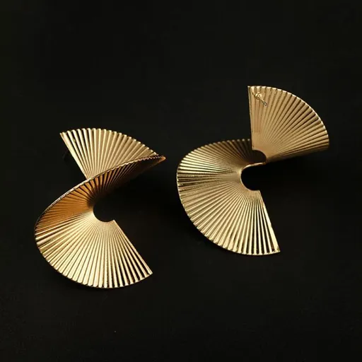 Gold Star Earrings Geometric Earrings Statement Earrings for Women Girls Ginkgo Earrings Flower Sectored Stud Earrings