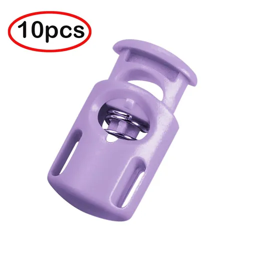 10Pcs Plastic Spring Cord Locks,Plastic Cord Locks Single Hole Spring Toggle Stopper Cord Stops,Cord Lock for Drawstring, Paracord Toggle Stopper Clasp,Shoelaces, Drawstrings, Paracord, Bags,Black Purple