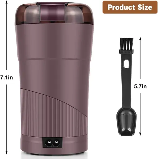 Coffee Grinder Electric, Spice , Herb Grinder, Coffee Grinder Small with Integrated Brush Spoon Grinding(Stainless Steel)