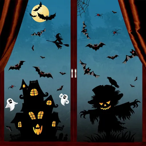 DIY Pumpkin Ghost Monster Castle Bat Halloween Decorations Window Stickers Decals Halloween Party Decoration Horror Window