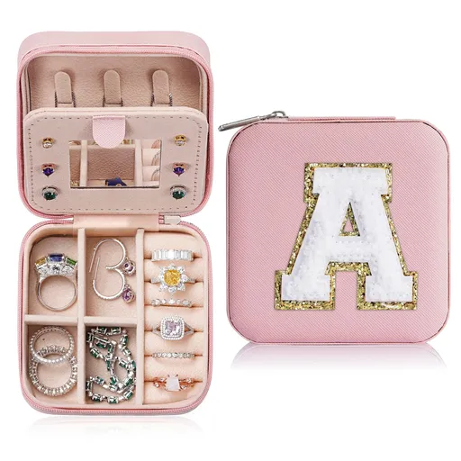 Graduation Gifts for Her - Trendy Travel Jewelry Case, Pink Travel Jewelry Box | Birthday Gifts, Travel Jewelry Case