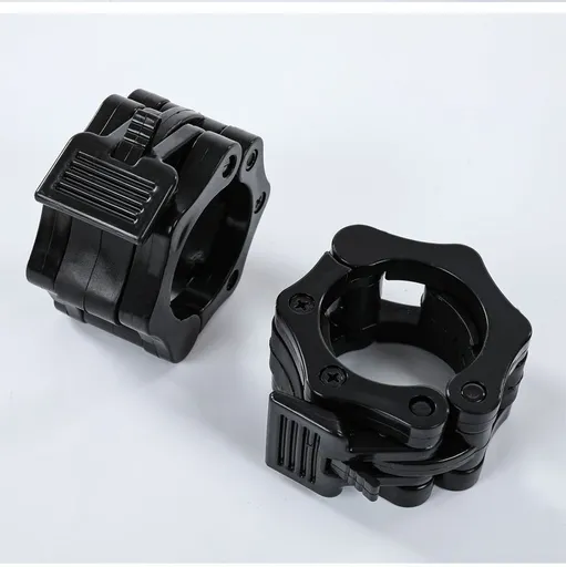 A pair of Olympic bar lock heads, plastic lock for barbell plates, 50MM (black)