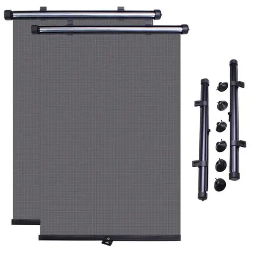Long Lasting Premium 2-Pack - Sunshade Roller Blind for Car - 40x47 cm, Made of Pvc, Black Color, Easy Installation