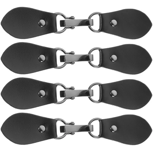 4pcs Leather Tab Closure Clip Holder Buckle Clasp Pin for Poncho Cape Cardigan Wrap Shawl Accessories Black