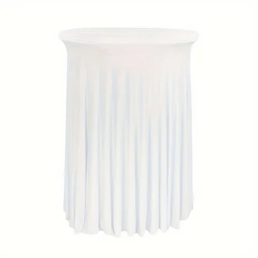 Cocktail Table Covers - 31"x 43" White Cocktail Table Tablecloth with Natural Wavy Round Skirt for Bar Wedding Party Banquet