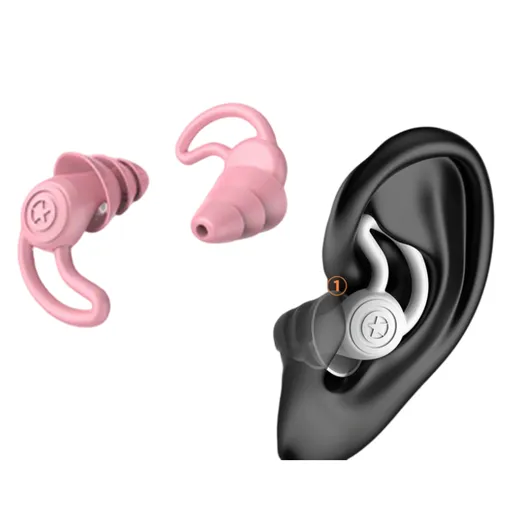 2-Pairs Pink Noise Reduction Silicone Ear Plugs for Swimming, Sleep, and Study - Waterproof Reusable Sound Blocking Earplugs