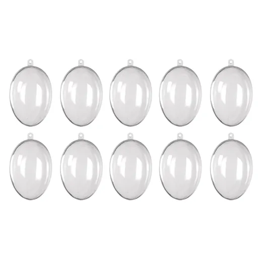 10Pcs Transparent Hollow Oval Ornaments Balls Plastic Egg Shaped Balls Preserved Flower Easter Decoration
