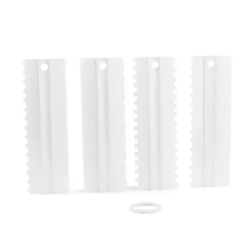 4PCS Cake Decorating Scraper Set Icing Smoother and Frosting Comb Tools - White