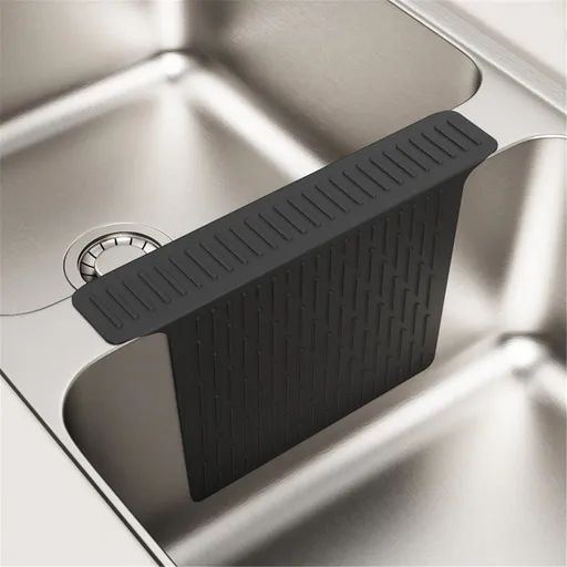Sink Saddle, Kitchen Sink Mat, Divider Protector Mat, No Odor, Super Soft, No Stains, 2pcs （grey+black）
