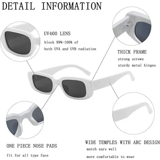 Rectangle Sunglasses for Women Men Trendy Fashion Retro, 90s Y2K Vintage Narrow Square Frame Sunglasses Cool
