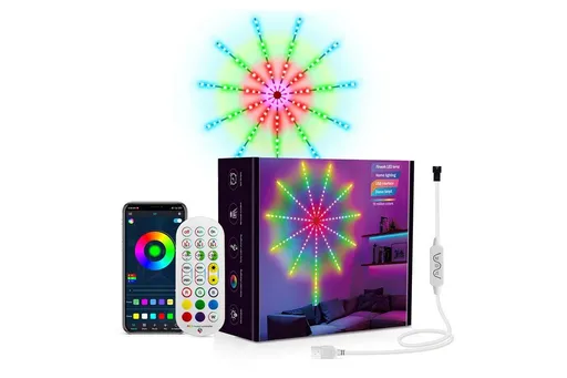 One App Control Launch Burst Effect Color Changing USB Smart Firework Led Strip Lights with Remote for Christmas Decor Bedroom