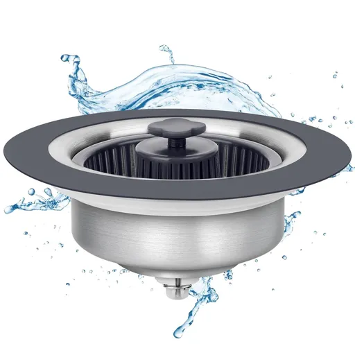 Upgraded 3 in 1 Sink Drain Strainer Stopper 304 Stainless Sink Stopper Anti-Clogging Filter for US Standard 3-1/2 Inch Drain