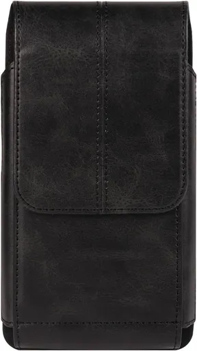 Phone Bag - Black - 15.5*8*2cm - PU Leather - For 6.1 Inch Mobile Phones - With Belt Clip - With Credit Card Slot - Phone Holder Belt Men - Waist Bag - Outdoor Belt Bag - Suitable for Hiking/Outdoor Sports