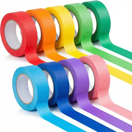 10Roll Colored Masking Tape, 33 Ft x 1 inch Rainbow Painters Tape for Crafts & Labeling, Craft Supplies for Kids, Teachers, and Office, Color Coding, and DIY Projects