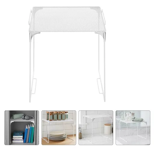 2Pcs White Metal Mesh Locker Organizer Shelf Stackable for School Locker Storage