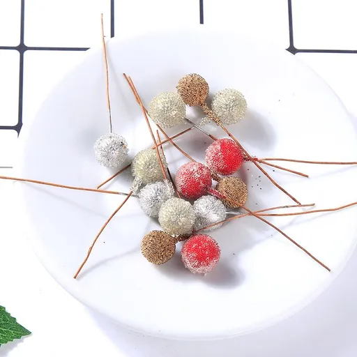 30 Pieces Artificial Berries Fake Mini Simulation Bouquet Cherries for DIY Christmas Garlands Wreaths Home Office - Multicolor