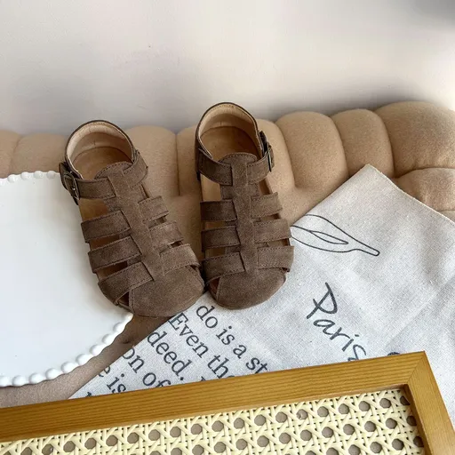 Kwai Kids Leather Shoes Boys Girls Coffee 24