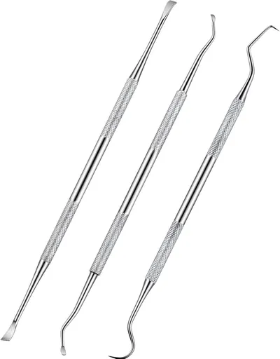 3 Pieces Dog Dental Tooth Scaler and Scraper Stainless Double Headed Tarter Removing Tool Scraper Pet Teeth Cleaning Tools for Dog and Cat (Silver)