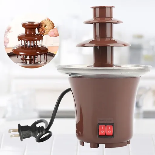 Three-Tier Hot Melt Chocolate Fountain Machine, Family Party Fondue Melting Pot with Rotating Tower for Strawberries Marshmallows, 110V 8.66 Inches Height