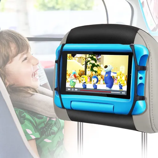Mount Holder, Tablet Holder for Kids in Back Seats, Anti-Slip Strap and Holding Net,Angle-Adjustable/Fits All 7 Inch to 12.9