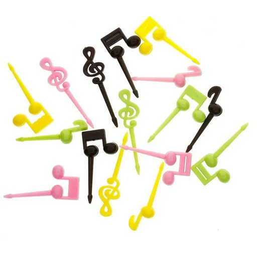 Durable 16pcs Cartoon Food Picks Music Note Fruit Picks Decorative Fruit Fork Sticks Child Decorative Sign Fancy(16pcs Each Pack)
