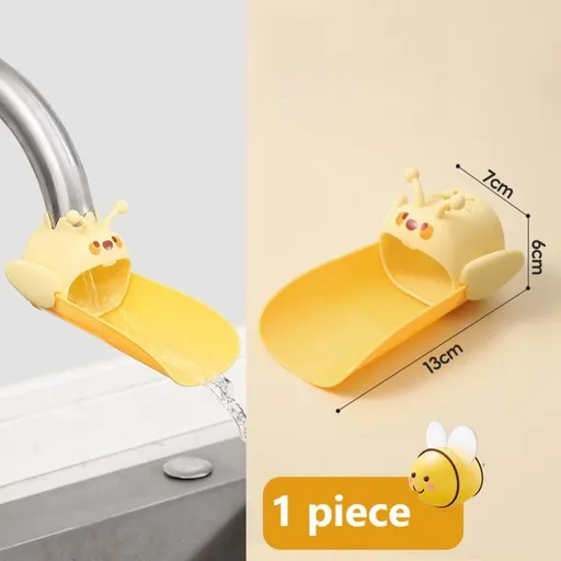 Cute Bee Faucet Extender for Kids: Hand Washing Anti-Splash Water Guide—Yellow